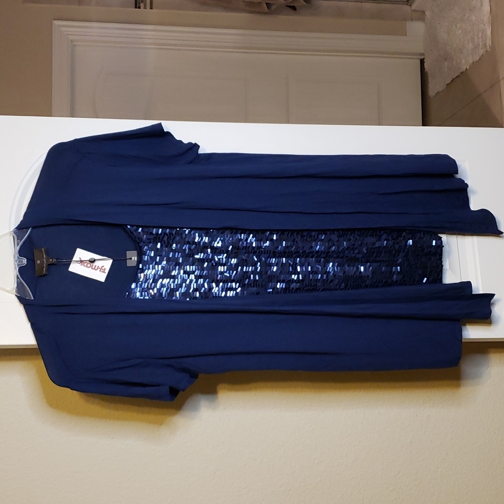 Fenn Wright Manson Navy sequined blouse 1x
